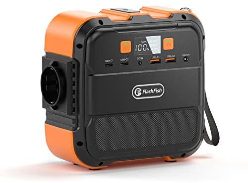FLASHFISH Tragbare Powerstation 98Wh, 120W Solargenerator akku mit 230V AC/DC/USB/LED, mobile stromgenerator für Reise,Camping,Stromausfall zu Hause