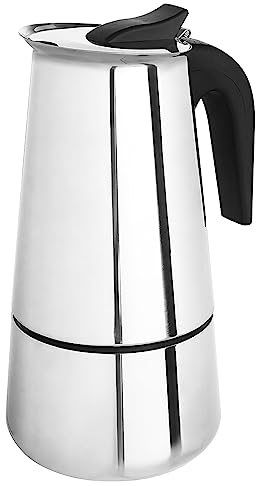 Upspirit Edelstahl-Mokka-Kanne, 9 Tassen, Espressokocher, Mokkakannen für klassischen Kaffee, Herdplatte, Kaffeekanne, Espressokocher, 450 ml