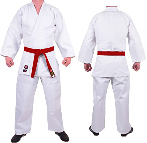 MAR | Lightweight Judo Uniform, White Judo Suit | Men & Women; Kids & Adult Sizes | Martial Arts Gi Adult, Suits for Kids, BJJ, Aikido Suit (350g) + FREE Judo Belt (7/200cm)