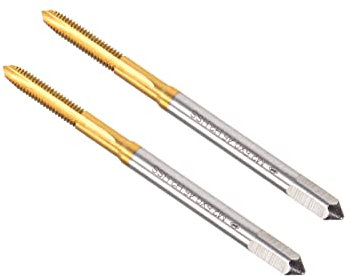 CoCud Taraud à Filetage Hélicoïdal, Métrique M2.5 x 0.45 Filetage, Titanium Revêtu Haute Vitesse Acier 6542 Vis Fraisage Filetage Taraud - (Pour Taraudage Perçage Machine) 2 Pcs