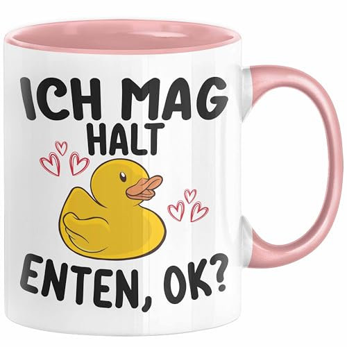 Enten-Liebhaber Geschenk Tasse Ich Mag Halt Enten Ok Kaffee-Becher Häferl (Rosa)