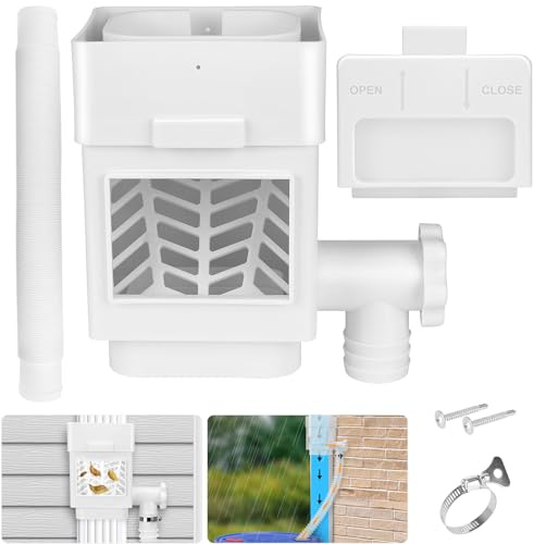 WADEO Sistema de recolección de agua de lluvia, desviador de bajante para bajantes residenciales de 2 x 3 pulgadas o 3 x 4 pulgadas, kit desviador de barril de lluvia con válvula ajustable y filtro,