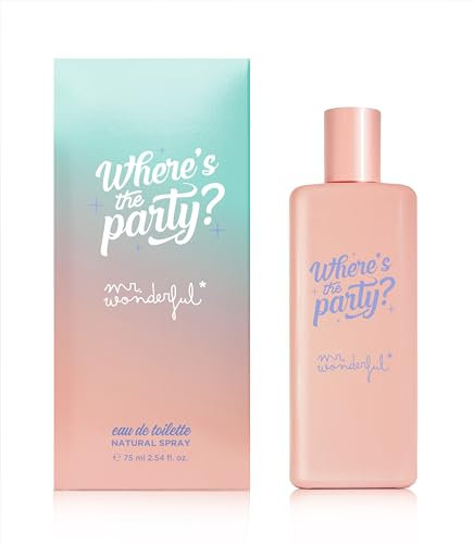 MR WONDERFUL - Where's the Party? 75 ml, Colonia Mujer, Perfume Formato Spray, Eau de Toilette Natural y Femenina, Aroma Dulce y Afrutado, Fragancia Fresca y de Larga Duración