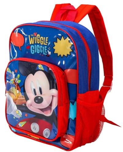 Top Linen (NW) Ltd Children Cartoon Official Character Backpack For School - Lightweight Rucksack Travel Backpack Kids - Deluxe Mickey Mouse Wiggle Giggle Back Pack