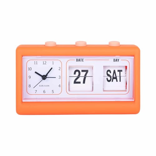 Karlsson Wecker Data Flip - Orange - 19x6.4x11.5cm | Rechteck - skandinavisch - Kunststoff - Wecker für Schlafzimmer