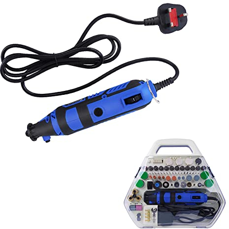 Schleifer Elektrisch mit 252 Teiligen Zubehör, 32000RPM, 6-Variabler Geschwindigkeit, Schleifmaschine Multitool für Holz, Metall, Fliese, Stei Mini Drill Grinder