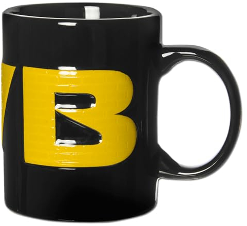 Borussia Dortmund BVB 1909 Tasse - Offizieller Fanartikel, Schwarze Tasse mit eingeprägtem Logo und 1909-Schriftzug, Spülmaschinenfest, 0,3 l