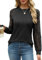 Aokosor Women Long Sleeve Tops for Women UK Plain Crew Neck Pleated Shirt Loose Casual Blouse Tunic Shirt Ladies Jumpers Size 14-16 Black