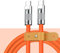 CABLEPELADO Cable USB C Macho a USB-C Macho, Cable Tipo C Carga rápida, Compatible con Macbook Pro,Air, iPad Pro,Air, iPhon, Samsung, Pixel, Silicona, Conecxión Aleación de Zinc, Naranja, 1 Metro