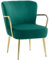 HOMCOM Retro Samt Lounge Sessel mit Armlehnen und goldenen Beinen, gepolsterter Sessel für Wohnzimmer und Wohnzimmer, Grün