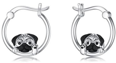 Mops Geschenke Mops Ohrringe Silber 925 Mops Creolen Welpen Ohrringe Mops Schmuck Damen