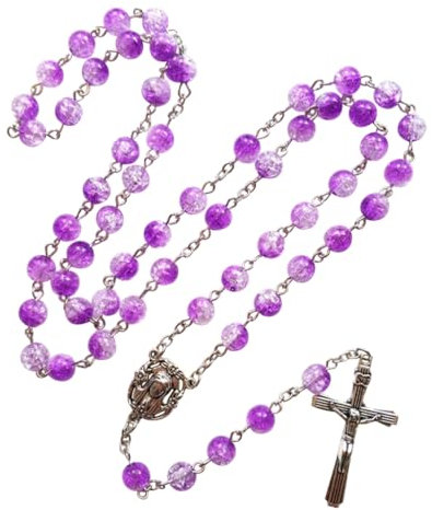 YUGSHNKFC Stilvolle Gebetsperlen-Halskette, violetter Perlenanhänger, Rosenkranz, Halskette, Schmuck, Ornament, Unisex, Edelstein
