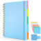 ihaspoko Cahier Spirale A5 avec 5 Séparateurs Amovibles | PVC Rigide - 300 Pages Lignées | Bloc-Notes pour Études, Travail et Cadeaux Scolaires