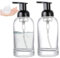 2Pcs Glass Foaming Soap Dispenser, 375ml Clear Foaming Soap Dispenser with Foaming Pump, Reusable Round Foam Pump Bottle for Home Kitchen and Bath Decor Glass Foaming Soap Dispenser