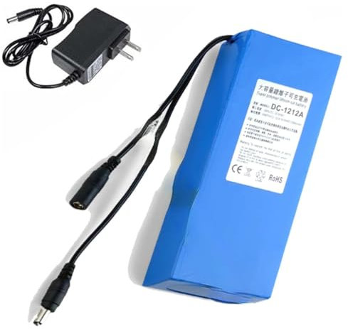 Batterie Lithium-ION Rechargeable 12 V 12 Ah, Batterie Lithium-Polymère Portable avec Chargeur, Adaptée Aux Équipements d'alimentation 12 V