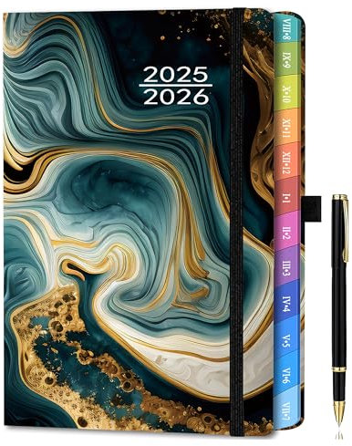 A5 Kalender 2025/2026 – Wochenkalender & Terminplaner,1 Woche auf 2 Seiten mit Monatsübersicht, Schülerplaner, Studienplaner, Familienplaner für Schule, Uni, Büro, Aug. 2025 – Jul. 2026, Schwarz