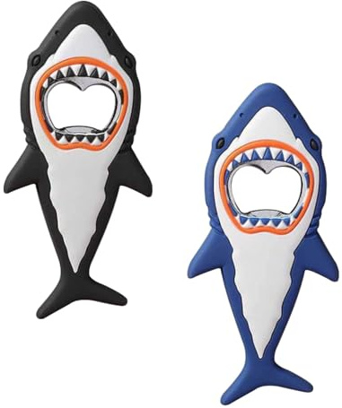 CLKE 2pcs Shark Bottle Opener, Cute Cartoon Fridge Magnet, Creative Beer Opener, Portable Corkscrew Kitchen Tool for Bar Travel, Opener for The Elderly & Children (Shark Bottle Opener)