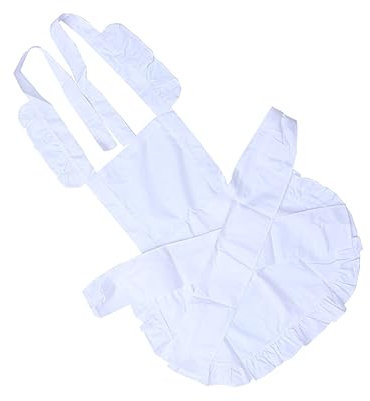 COLLBATH Weiße Japanische Maid Schürze Aus Baumwolle Und Polyester Mit Spitzenbesatz Rüschen-design Wiederverwendbar Verstellbar Damen Küchenschürze Für Hotel Restaurant Backen