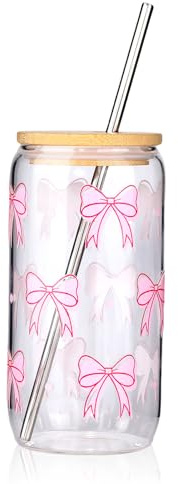 Hebterrka Elegante bicchiere da 473 ml con coperchio e cannuccia, due diverse opzioni di stile adesivo, design a cocchetta, adatto per caffè, cocktail e altro (stile 3)