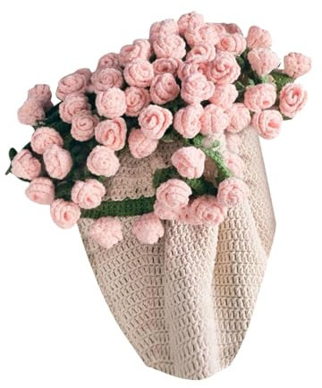 Bouquet Blanket, Flower Blanket, Flower Blanket, Bouquet Blanket Material Set, Flower Blanket Set, 40 x 40 cm, Pink Rose Bouquet, Perfect for Sofa (Unfinished Products Must Be Woven Yourself)