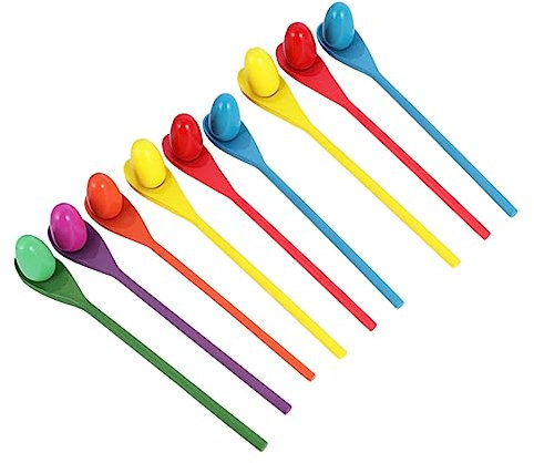 Kisangel 9 Sets Egg and Spoon Game for Classroom Carnival Birthday Picnic Fun Party Games for Adults for Indoor and Outdoor Activities Random Color