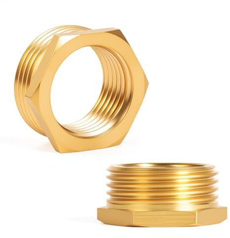 Messing Reduzierstück, 2 Stück 1 Zoll auf 3/4 Zoll Adapter Reduzierstück 1 Zoll auf 3 4 Zoll Reduzier stück für Wasserleitungen Leitungsinstallation (AG Ø 32.5mm x IG Ø 25mm)