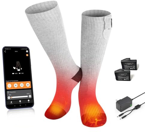 BARCHI HEAT Heated-Socken für Männer und Frauen,mit App-Steuerung,wiederaufladbare,beheizte Socken,waschbar,geeignet für Winterarbeit,Skifahren,Radfahren,Wandern