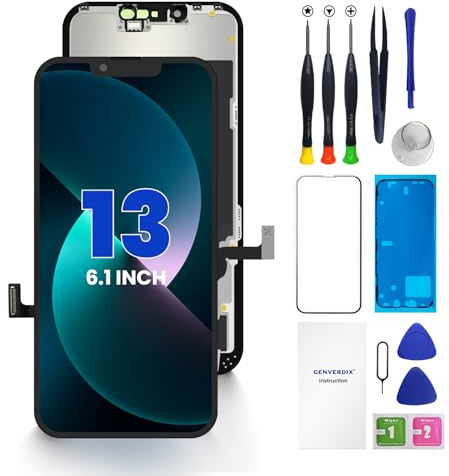 Genverdix Pantalla para iPhone 13 – Reemplazo de Pantalla 3D Touch FHD DIY de 6.1 Pulgadas, Totalmente Compatible con Face ID, Colores Vivos, Alta Resolución.