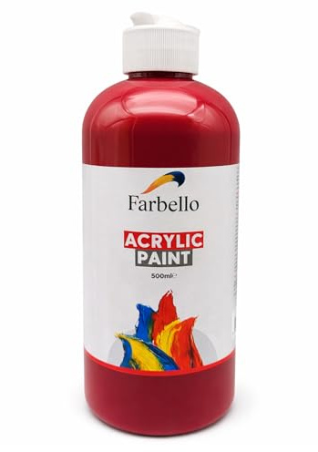 Farbello Acrylfarbe 500 ml – Hochpigmentierte, wasserfeste Künstlerfarben für Acryl-Pouring, Leinwand, Holz, Stein, Papier & Metall – Leuchtende Malfarben (Bordeauxrot)