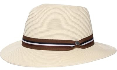 bugatti Herren Sommer Fedora Hut, Off White, 30 x 33 cm