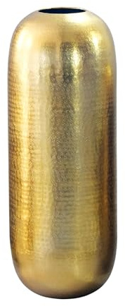 Wohnling Bodenvase Aluminium 75cm Gold - Dekovase groß - Standvase rund modern - Vase Metall für Blumen - Design XXL Wohnzimmer Deko - Wohndeko Handmade