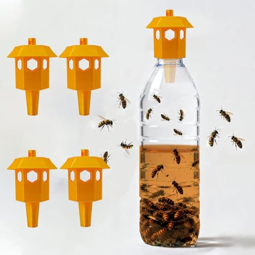 4 Pièces Piege Frelon Asiatique Exterieur Piege Guepe,Compatible Bouteille Standard, Pieges Frelon Catcher D'abeilles Abeille Amovible et Réutilisable (4pcs)