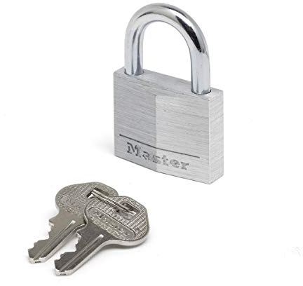 Master Lock 9140EURD Solid Aluminium Key Padlock, Grey, 4 x 5.8 x 1.2 cm