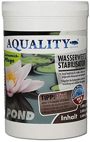 AQUALITY Gartenteich Wasserwerte Stabilisator 3in1 - Artgerechte Wasserwerte im Gartenteich - Reguliert langfristig die Karbonathärte, stabilisiert den pH-Wert (1 kg)