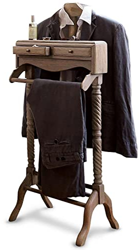 Loberon Herrendiener Doncaster, Traditionelles Design, Gedrechselte Beine, Aufbewahrung, Ordnungshelfer, Garderobe, Teakholz, braun