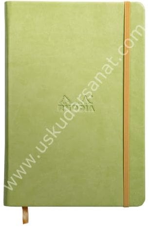 RHODIA 118746C - Anis Rigid Notebook - A5 - Lined - 192 pages - Ivory Clairefontaine Paper 90 g/m - Bookmark, Elastic Closure - Faux Leather Cover - Rhodiarama Collection