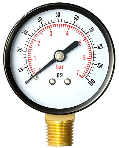 Aquatix Pro Medidor de presión de filtro de piscina, medidor de presión de agua de alta calidad, esfera de 2 pulgadas, 0-100 psi, montaje inferior de 1/4 pulgadas, compatible con la mayoría de marcas