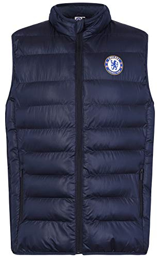 Chelsea Official Football Gift Mens Padded Body Warmer Gilet Navy Zip XL