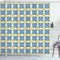 ABAKUHAUS Spanisch Duschvorhang, Portugiesisch-Mosaik-Fliesen, Stoffliches Gewebe Badezimmerdekorationsset mit Haken, 175 x 220 cm, Weiß Blau Gelb