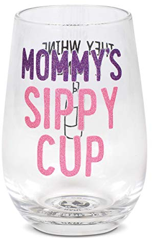 ENESCO 6006397 Our Name is Mud Mommy's Sippy Cup Stielloses Weinglas, glas, durchsichtig