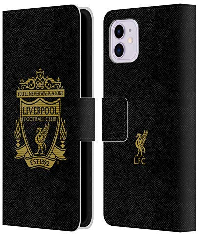 Head Case Designs Officially Licensed Liverpool Football Club Black 2 Crest 2 Leather Wallet Case Compatible With Apple iPhone 11