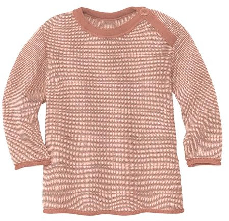 Melange-Pullover Baby & Kleinkind - 100% Bio-Merino – atmungsaktiv & warm - Unisex Gr. 50-104 - nachhaltig & fair – dehnbar mit Knopfverschluss - Made in Germany | Rosé-Natur Gr. 86-92
