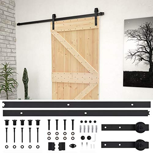 vidaXL Puerta Corredera con Herrajes Corrediza Deslizante Entrada Hogar Cuarto de Baño Salón Sala de Estar Habitación 90x210 cm Madera Maciza de Pino