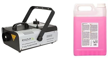 IBIZA - Bundle - SMOKE5L-HD - Liquide pour machine à fumée à haute densité - 5 litres + LSM1200PRO - Machine à fumée professionnelle de 1200W programmable en DMX et télécommande