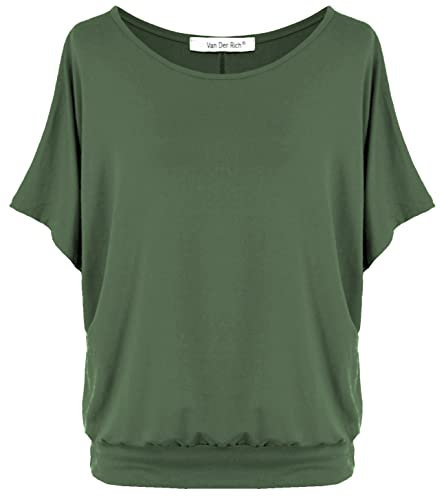 Van Der Rich ® - Oversize T-Shirt mit Fledermausärme - Damen(Khaki, M)