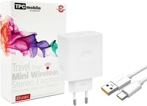 Cargador de Red Rápido Dart Charge (33W) para Realme Narzo 50, 50 Pro, N53, N55, 60, 60X, Realme 6, 6Pro, 6S, X50, 8S, 9, 9i, 9 Pro, 10, 10s, 10 Pro, 11, 11X, C51, C53, C55, Realme Pad 2, Pad X