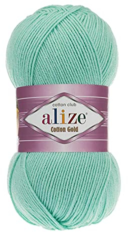 100g Strickgarn Alize Cotton Gold Uni Klassikgarn Häkelgarn Strick-Wolle Farbwahl, Farbe:15 seegrün