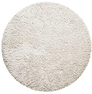 Teppich - Läufer, nachhaltig, modern, einfarbig, kuschelig weich und sehr flauschig, Hochflor bestens geeignet für Wohnzimmer, Schlafzimmer, Kinderzimmer, Matteo (80 cm rund, Creme Beige)