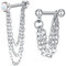 LAURITAMI 2stk 16G Ohrstecker mit Kette Chirurgenstahl Knorpel Tragus Helix Ohrpiercing Cartilage Stab Doppel Kette Dangle