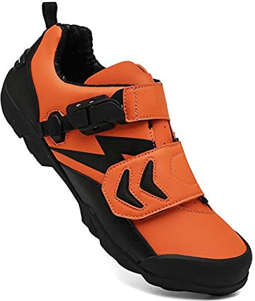 Sebasty Rennrad Radschuhe Mountainbike Schuhe Mit No-Cleats Mountainbike Indoor Radschuhe Atmungsaktive Outdoor Radschuhe,Orange-39